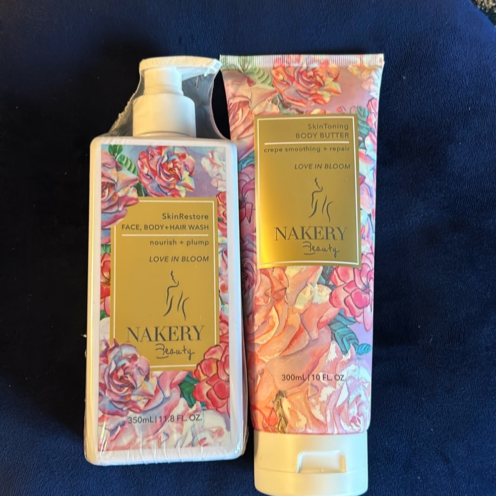 Nakery face, body and hair wash and body cream